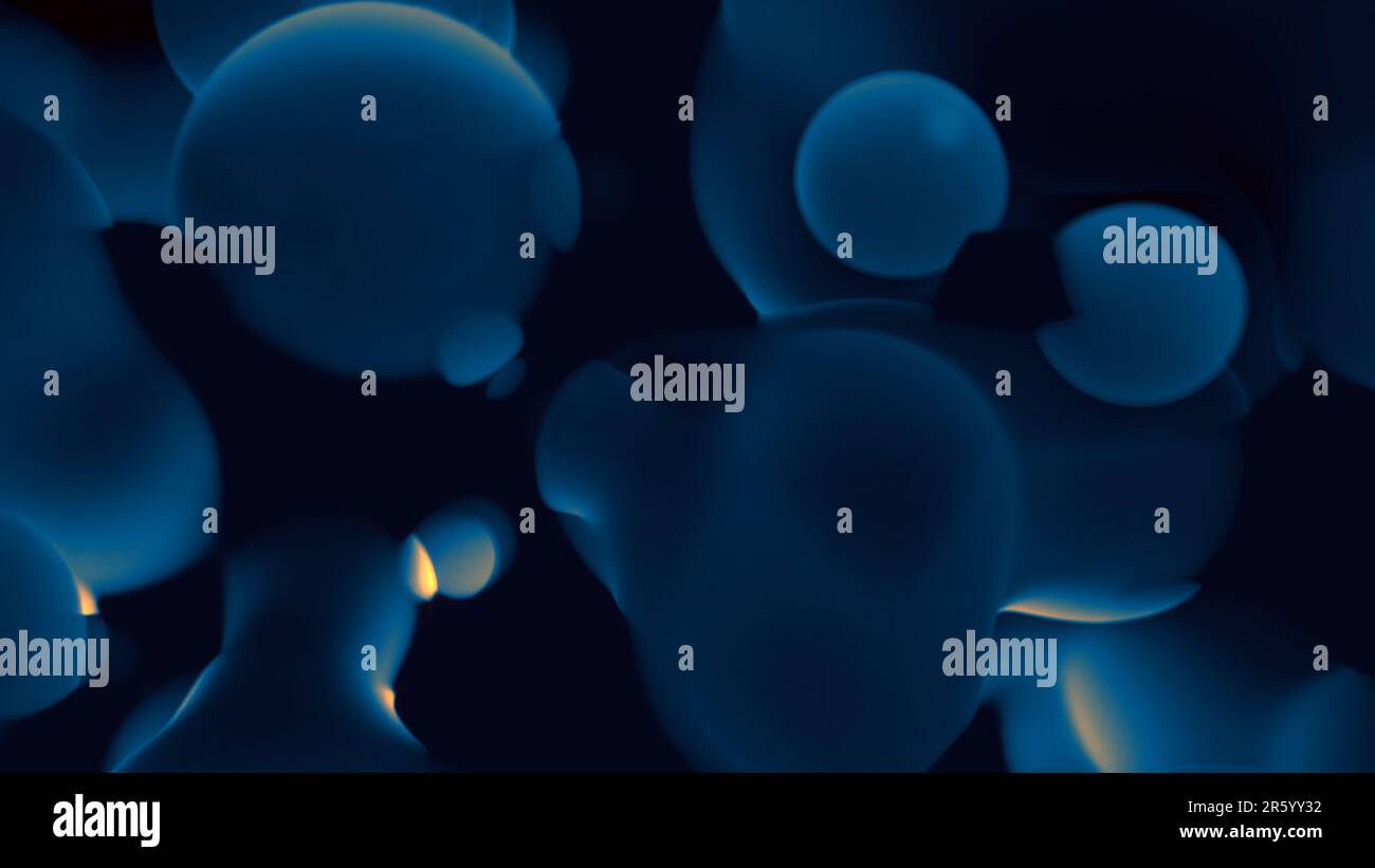 dark blue or teal dense amorphic bubbles float - abstract 3D illustration Stock Photo