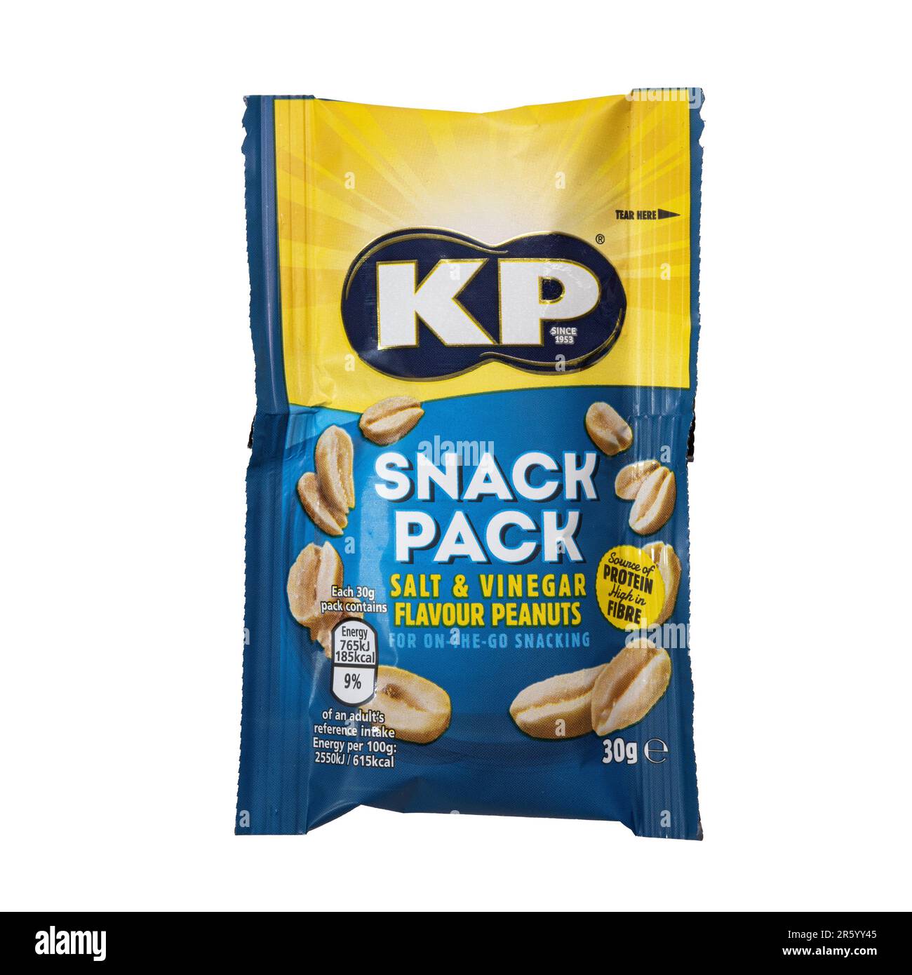 SWINDON, UK - JUNE 6, 2023: Snack Pack of KP Salt & Vinegar Peanuts on a white background Stock Photo