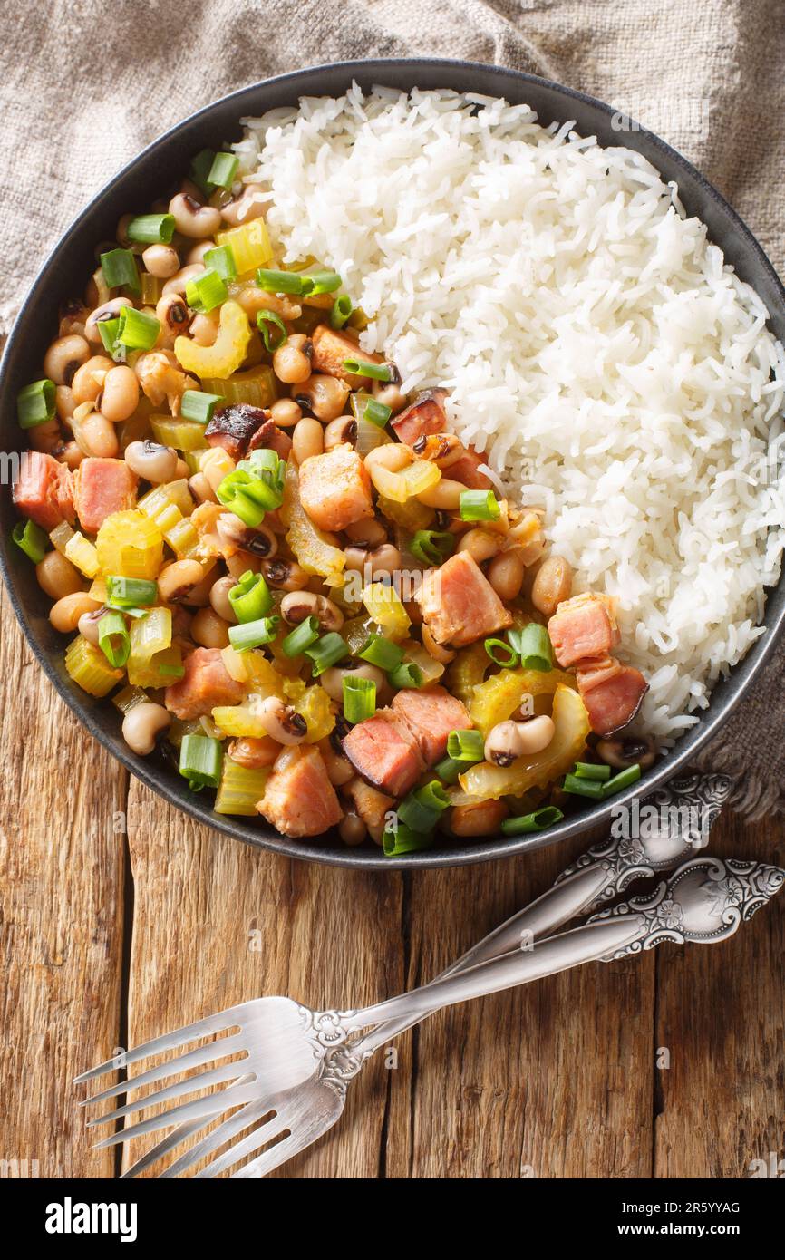 Hoppin john black eyed peas, sometimes called Carolina Peas and Rice