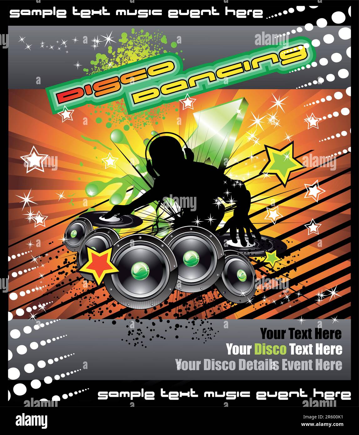 Colorful Disk Jockey Musical Event  Background for Disco Flyer Stock Vector