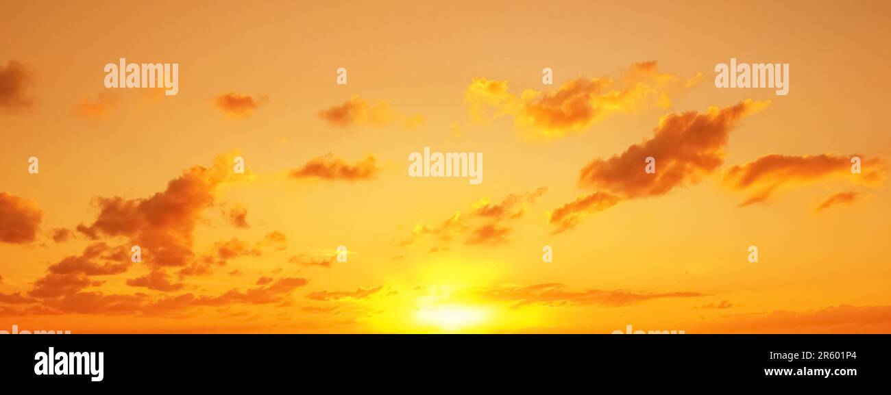 Beautiful panorama of sky with clouds at sunset. Banner design Stock ...