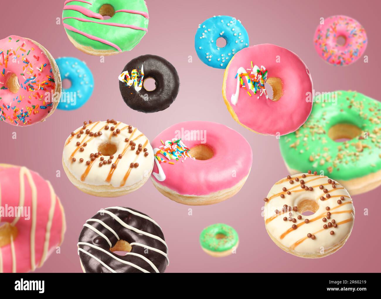 Collage tasty sweet donuts hi-res stock photography and images - Alamy