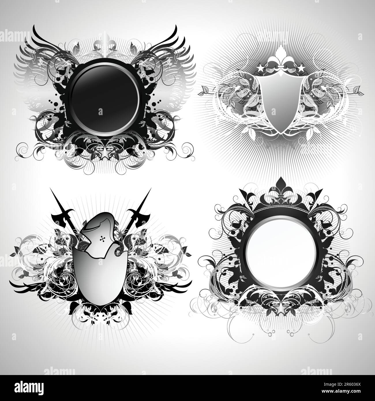 shields, this illustration may be usefull as designer work. Stock Vector
