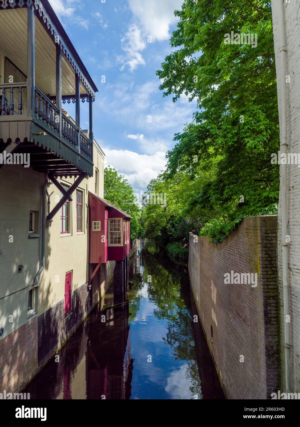 Part of the Binnendieze canal system in the Dutch city of Den Bosch, Netherlands, Europe. Stock Photo