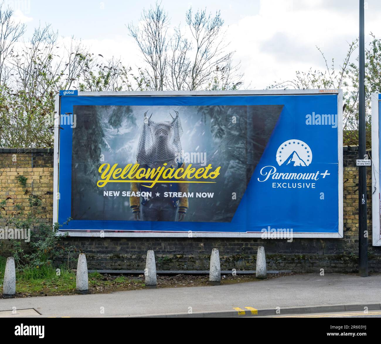 Hoarding advertising Paramount+ program Yellowjackets Oxford street Lincoln City, Lincolnshire, England, UK Stock Photo