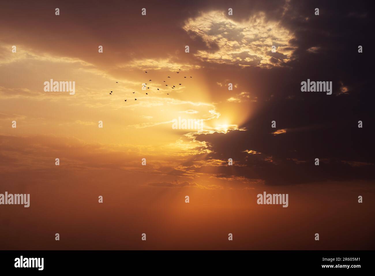 Sunset dramatic sky with clouds Stock Photo - Alamy