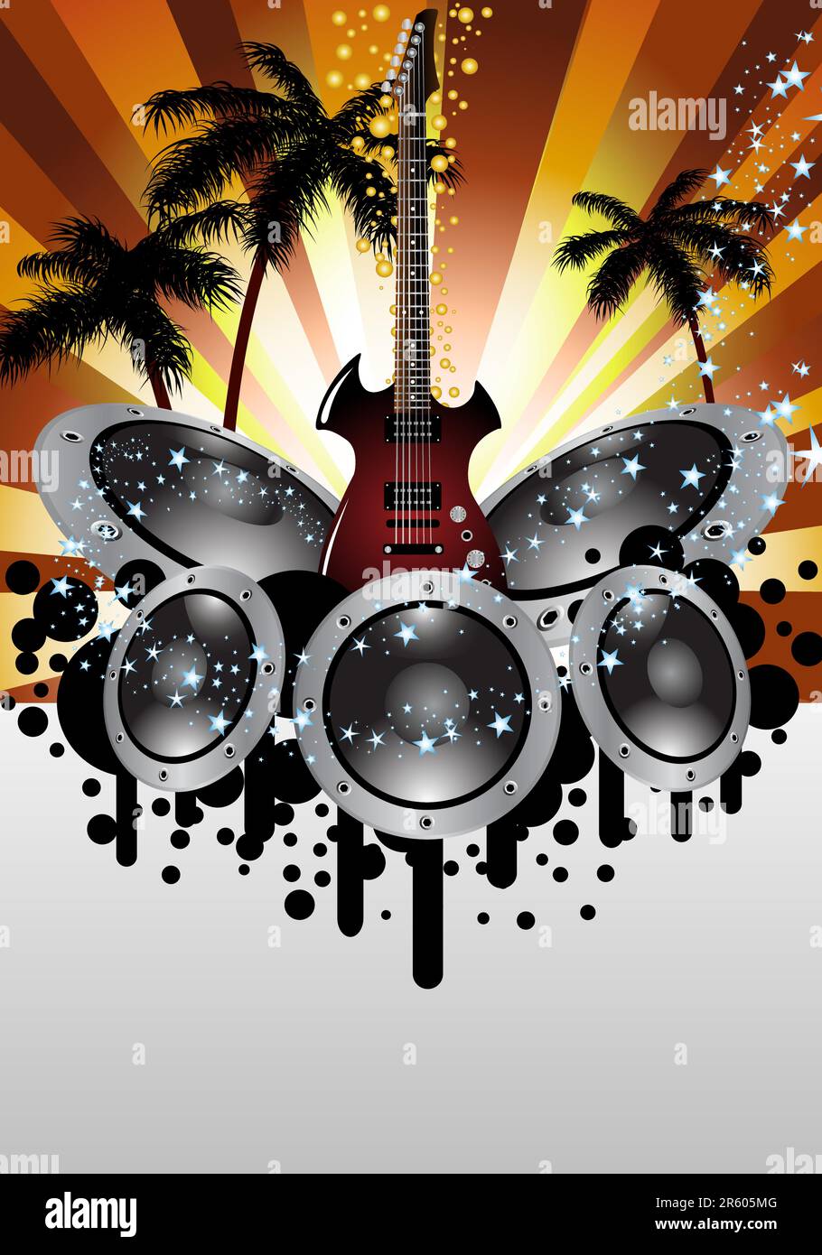 Tropical grunge music background with copy space Stock Vector Image ...
