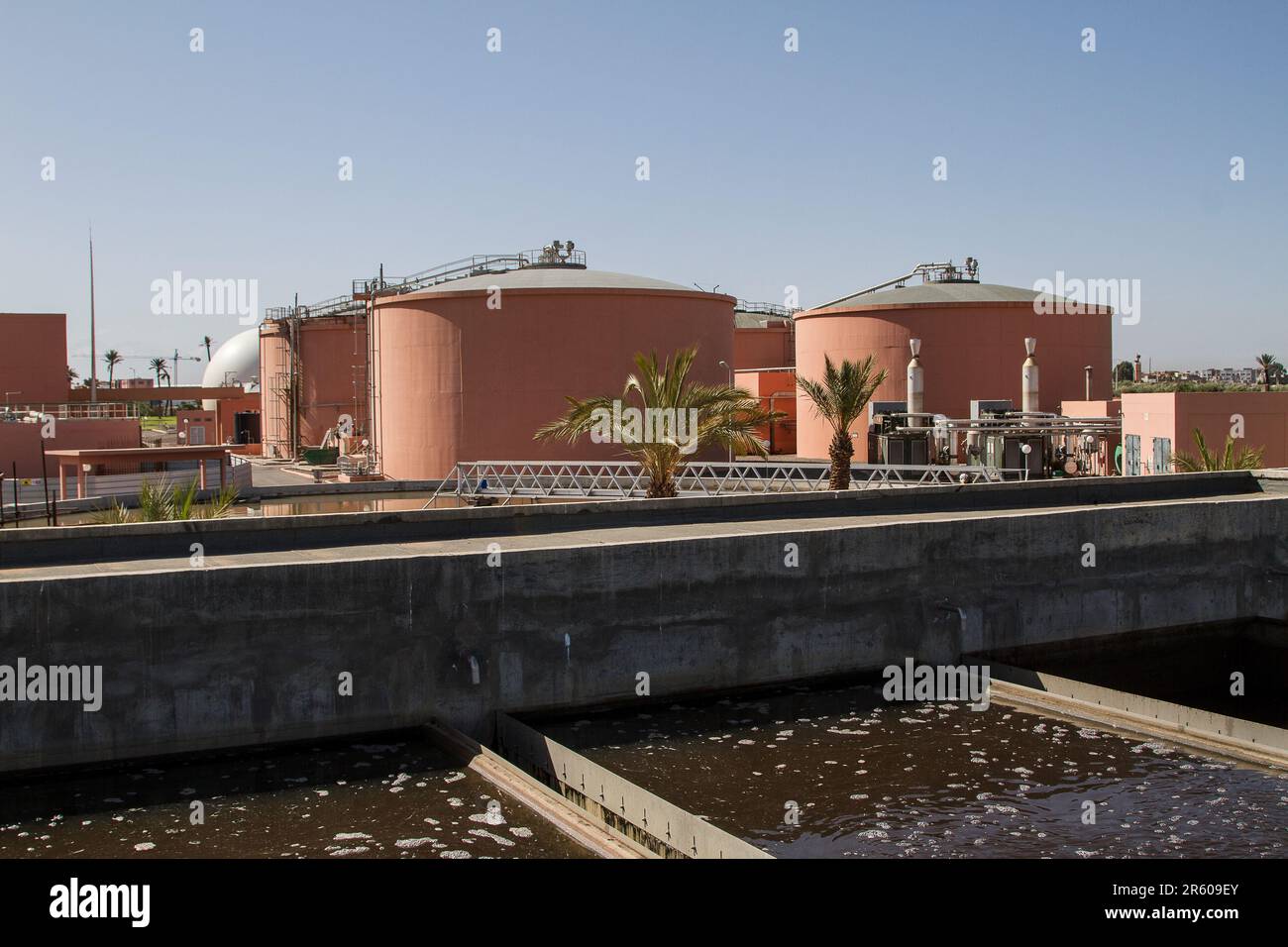 Inside Waterleau Wastewater Treatment Plant: Marrakesh's Technical Installations Stock Photo