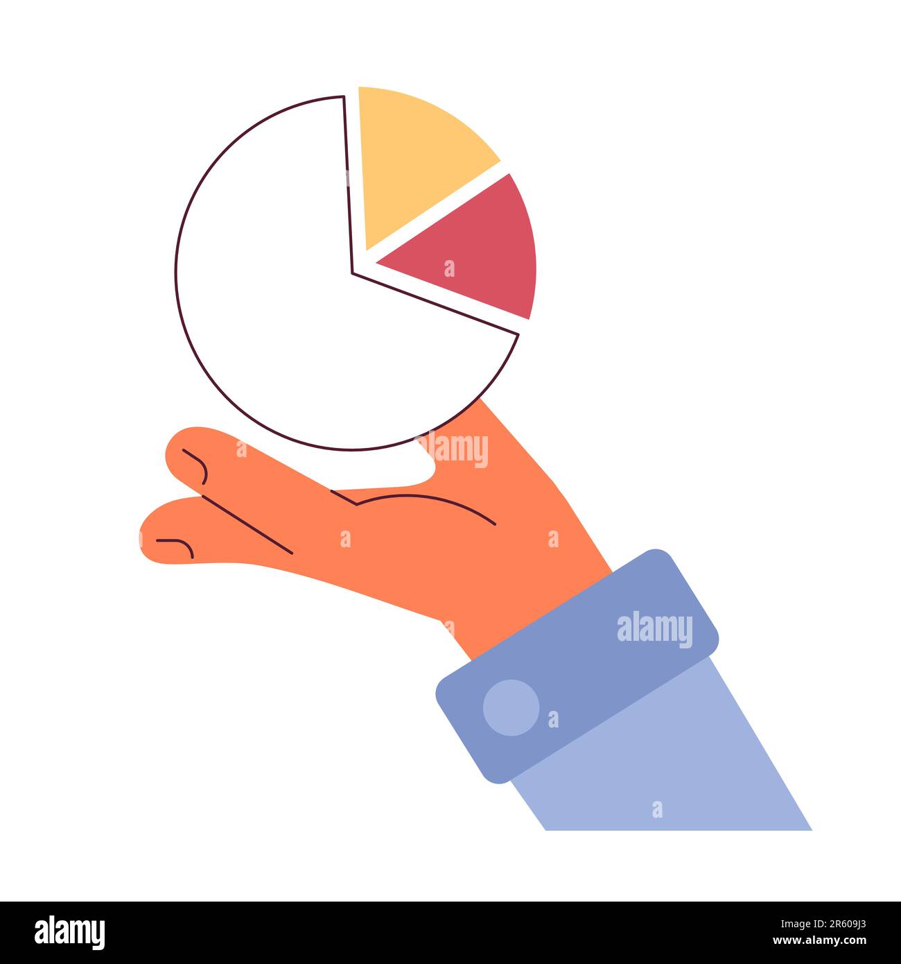 Pie chart business report flat concept vector spot illustration Stock Vector