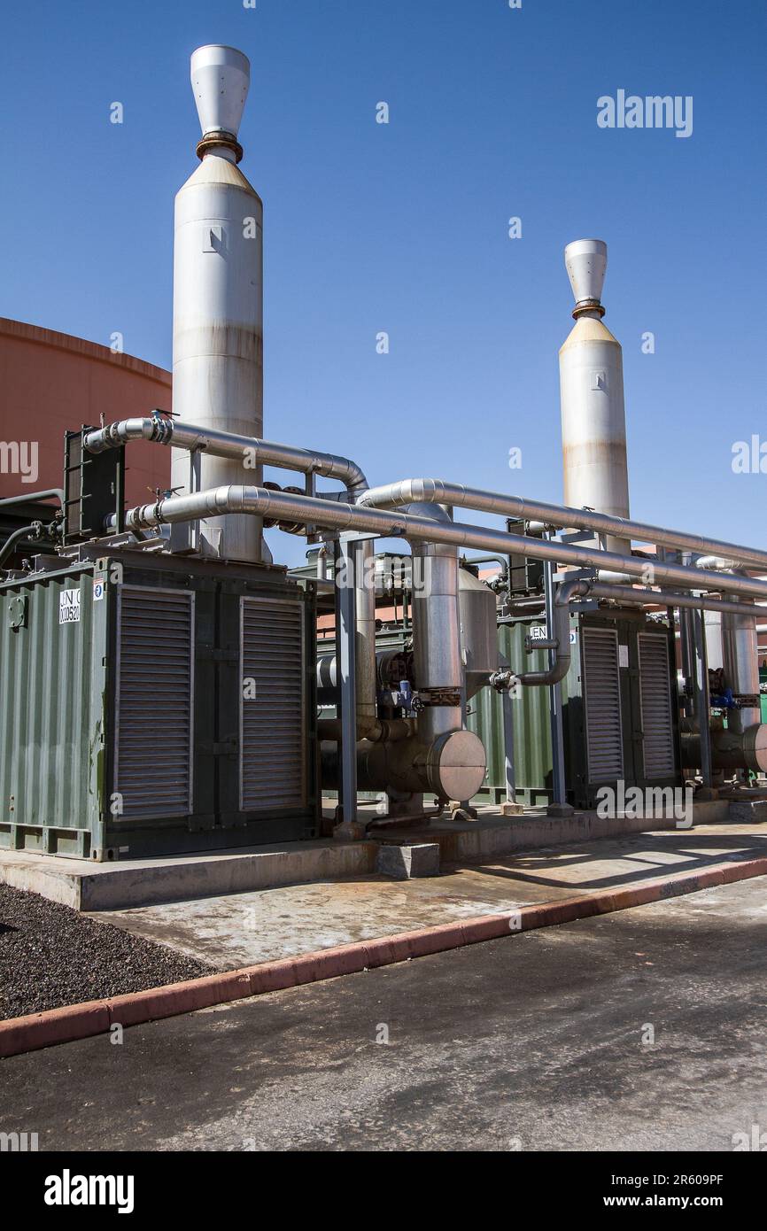 Inside Waterleau Wastewater Treatment Plant: Marrakesh's Technical Installations Stock Photo