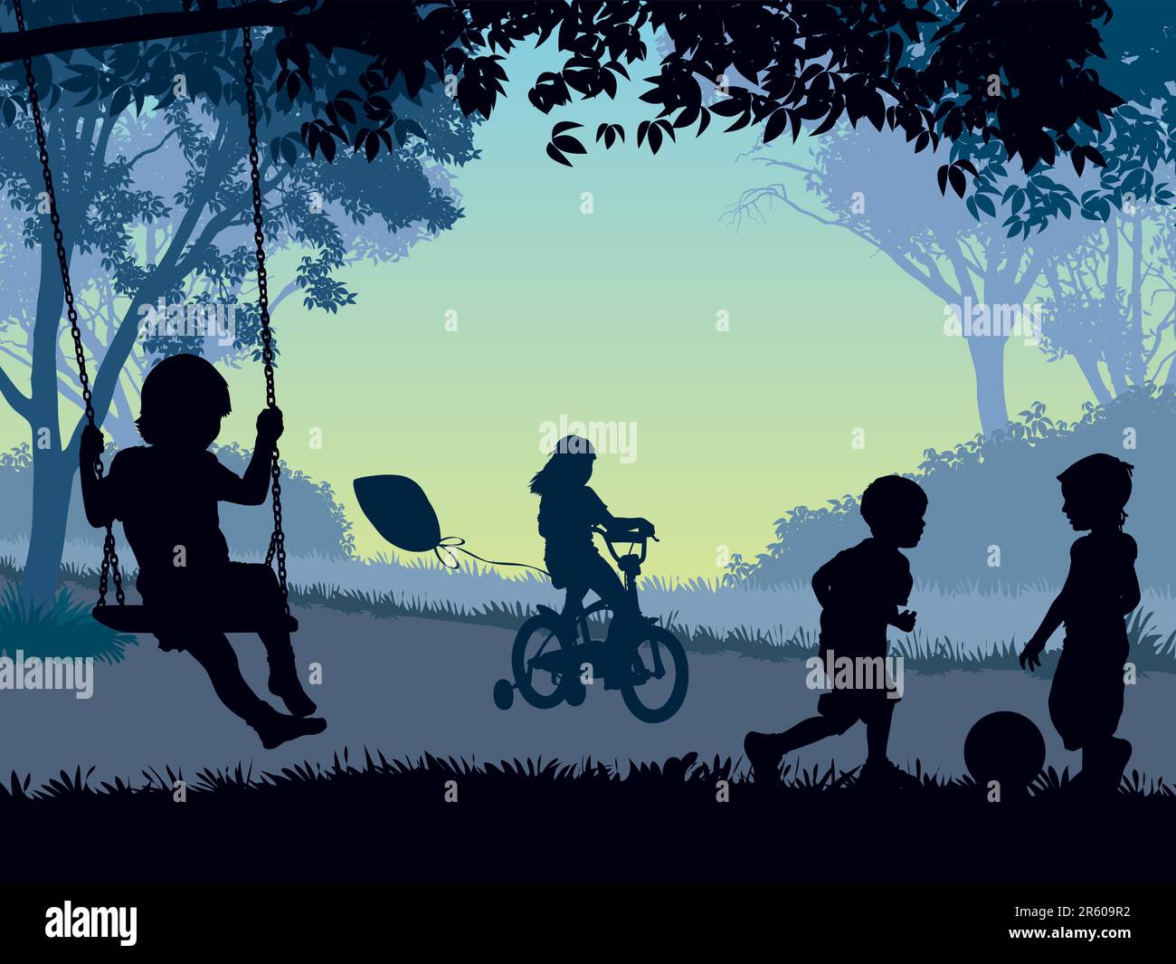 Children playing in a park. Vector illustration Stock Vector Image ...