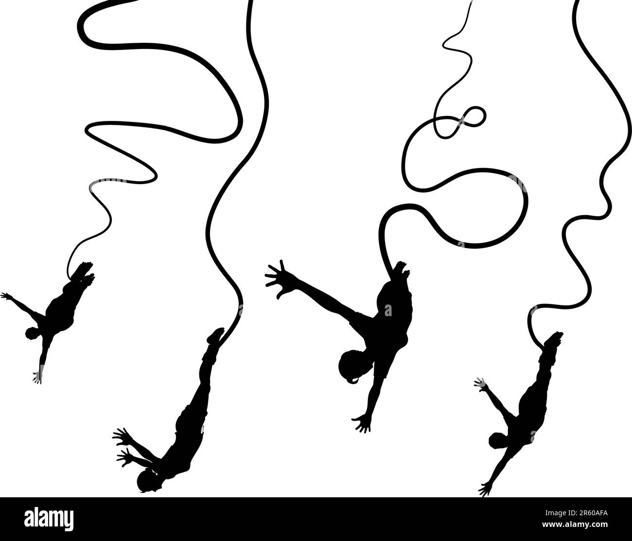 Set of editable vector silhouettes of women bungy jumping Stock Vector Image & Art - Alamy