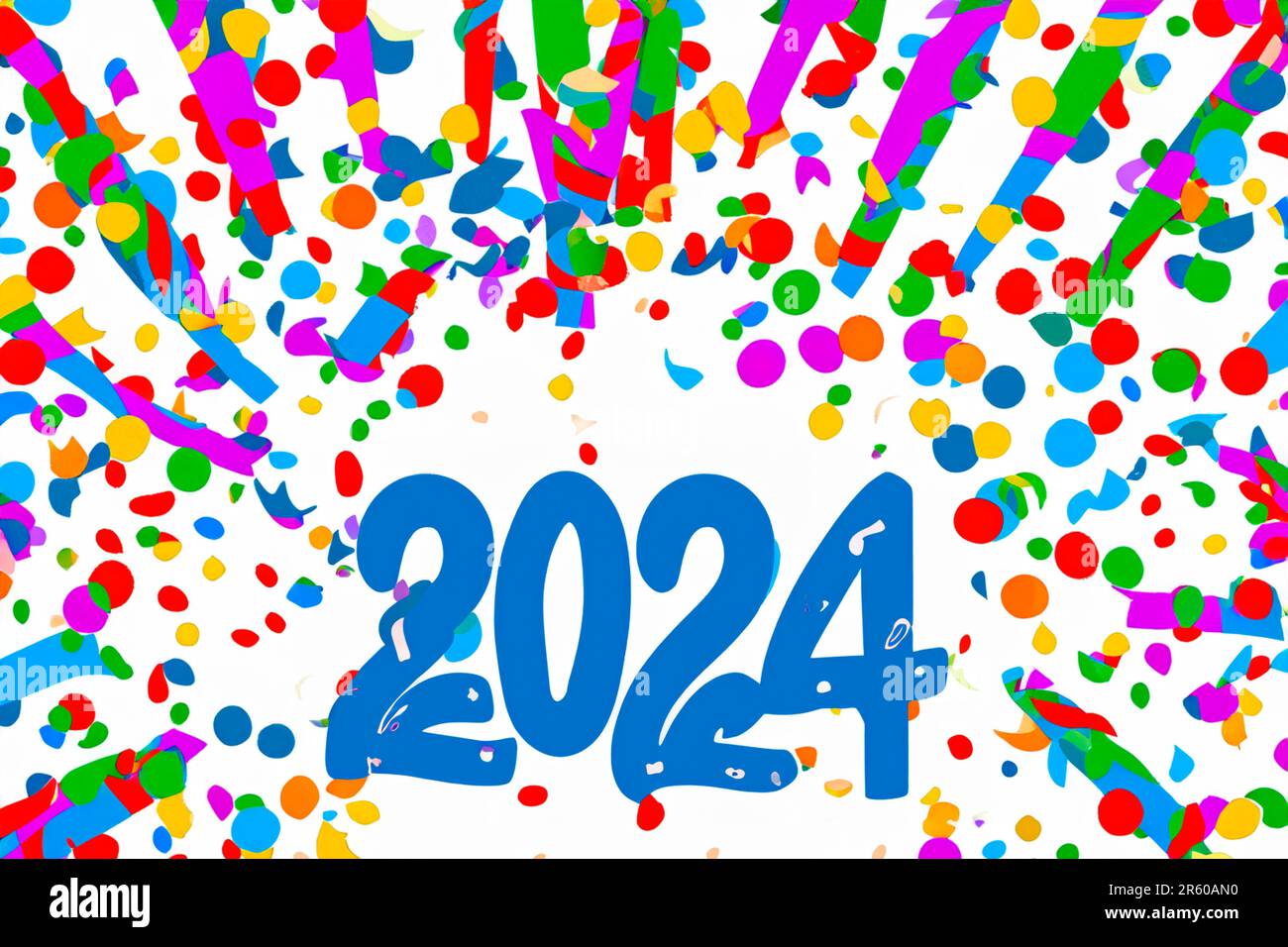 2024. New Year, 2024. Numbers on a background of confetti. Horizontal