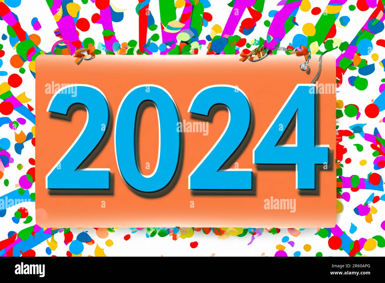 2024. New Year, 2024. Numbers on a background of confetti. Horizontal  design. Happy New Year 2024 Stock Photo - Alamy