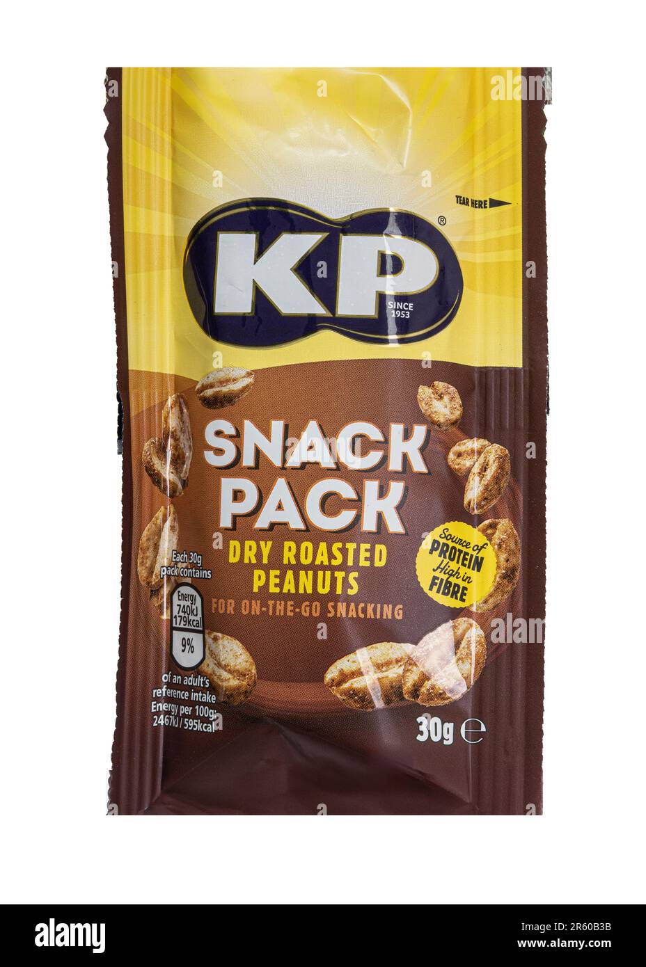 SWINDON, UK - JUNE 6, 2023: Snack Pack of KP Dry Roasted Peanuts on a white background Stock Photo