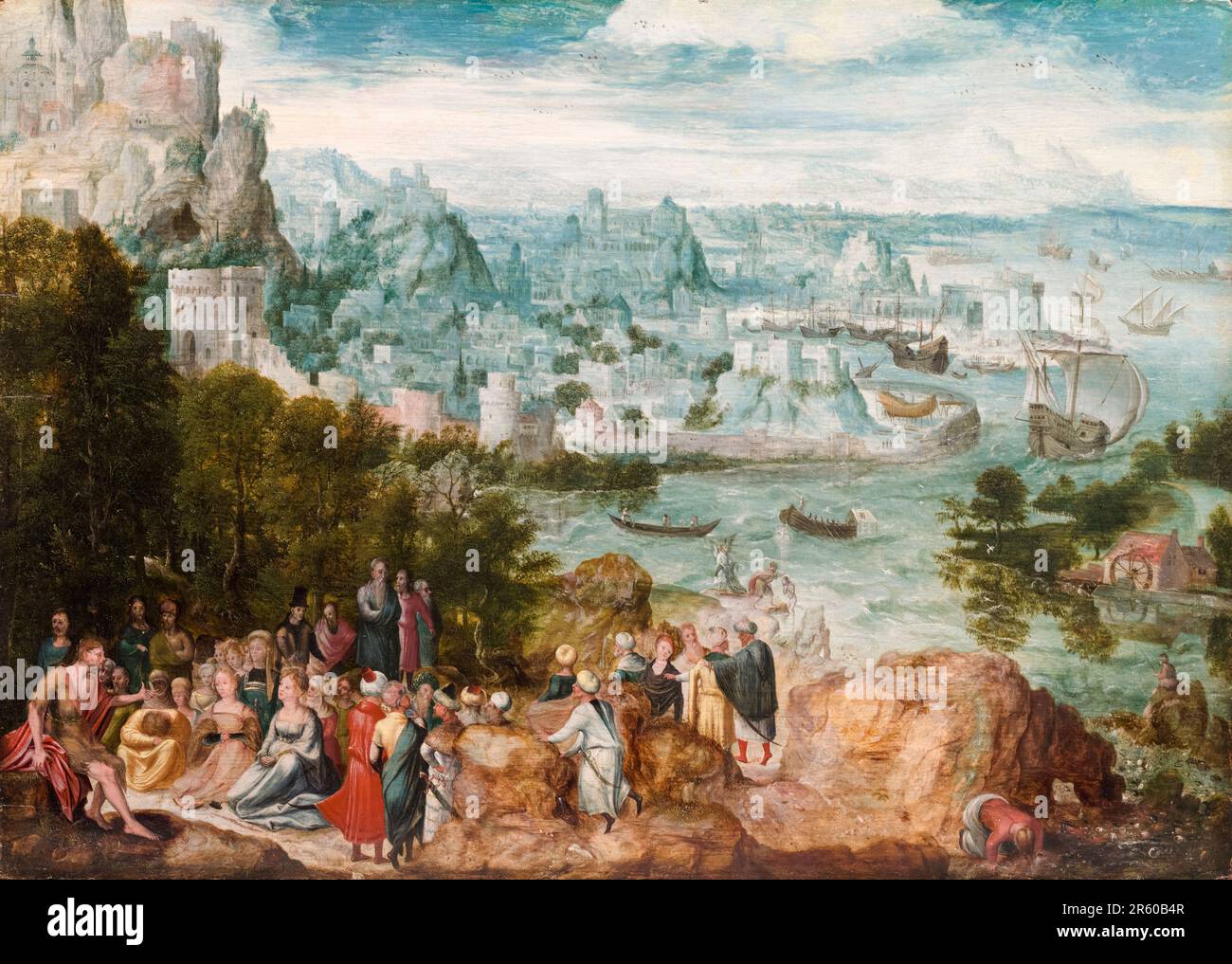Herri met de Bles, Landscape with Saint John the Baptist, painting circa 1540 Stock Photo
