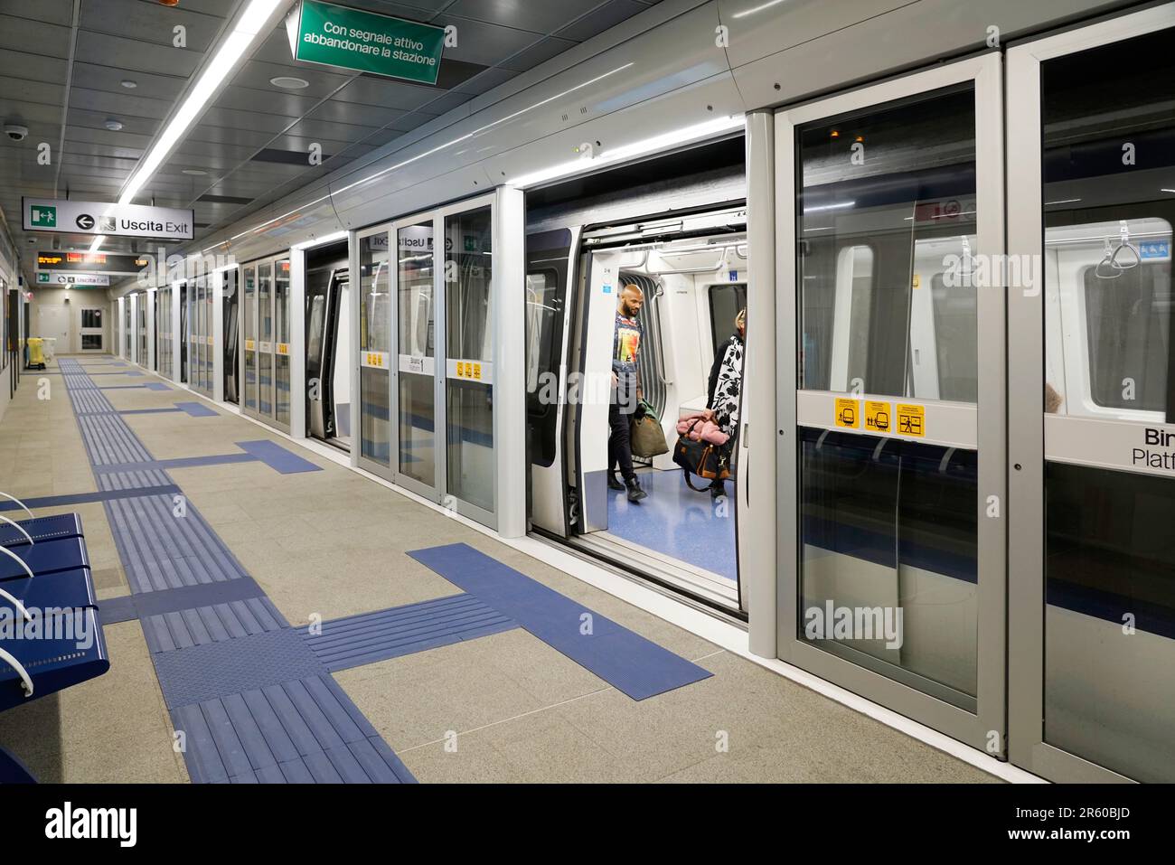 New section of Metro 4 towards Linate Airport, Milan, Lombardy, Italy, Europe Stock Photo