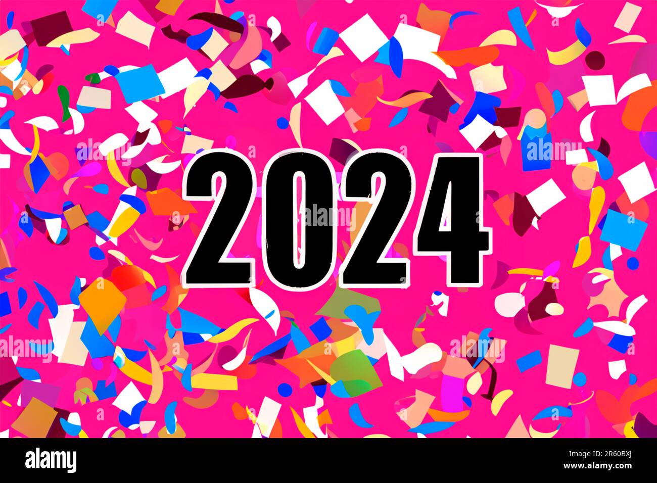 2024. New Year, 2024. Numbers on a background of confetti. Horizontal  design. Happy New Year 2024 Stock Photo - Alamy
