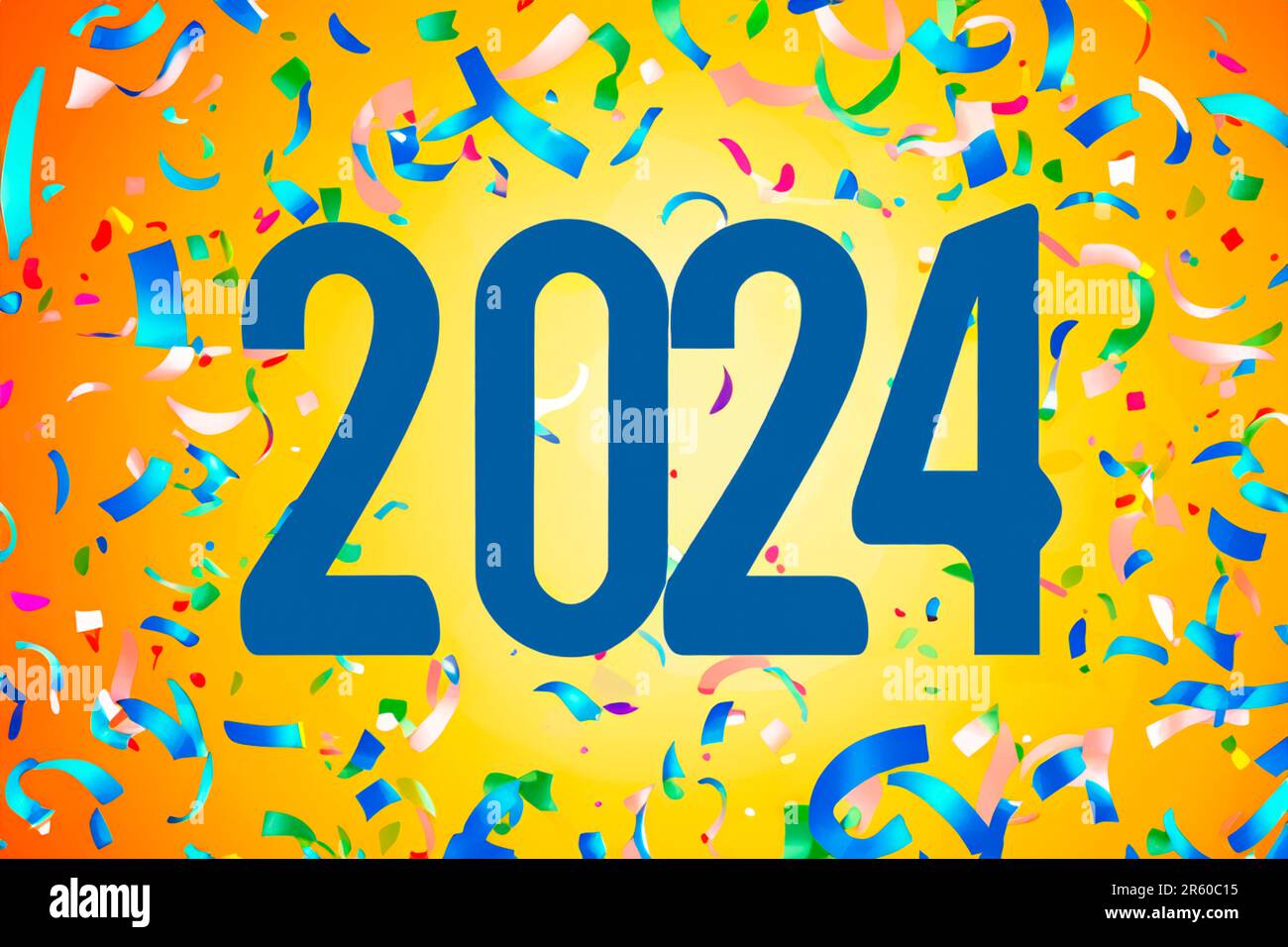 2024. New Year, 2024. Numbers on a background of confetti. Horizontal