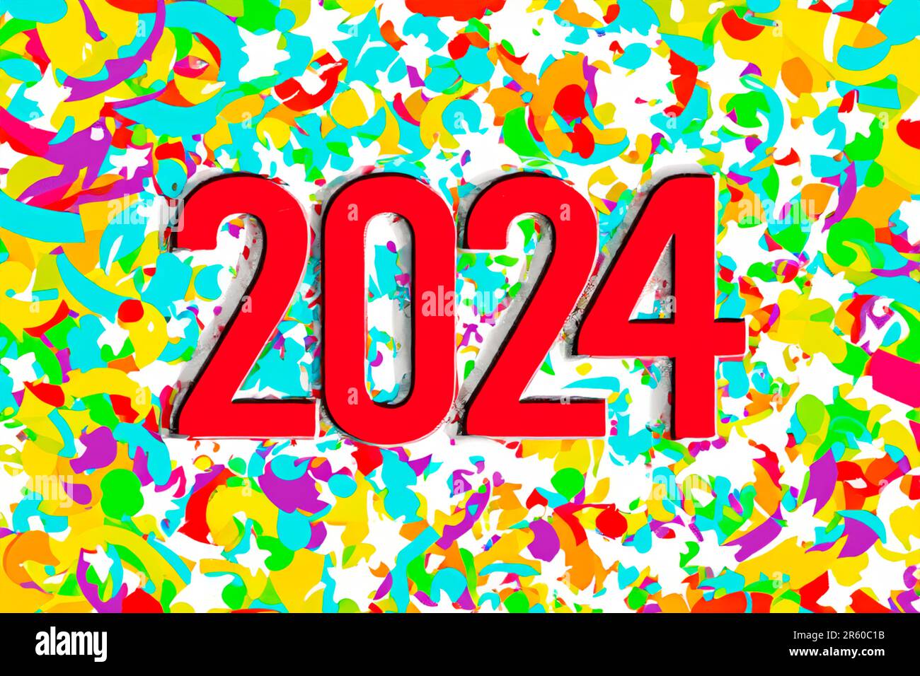 2025. New Year, 2025. Numbers on a background of confetti. Horizontal