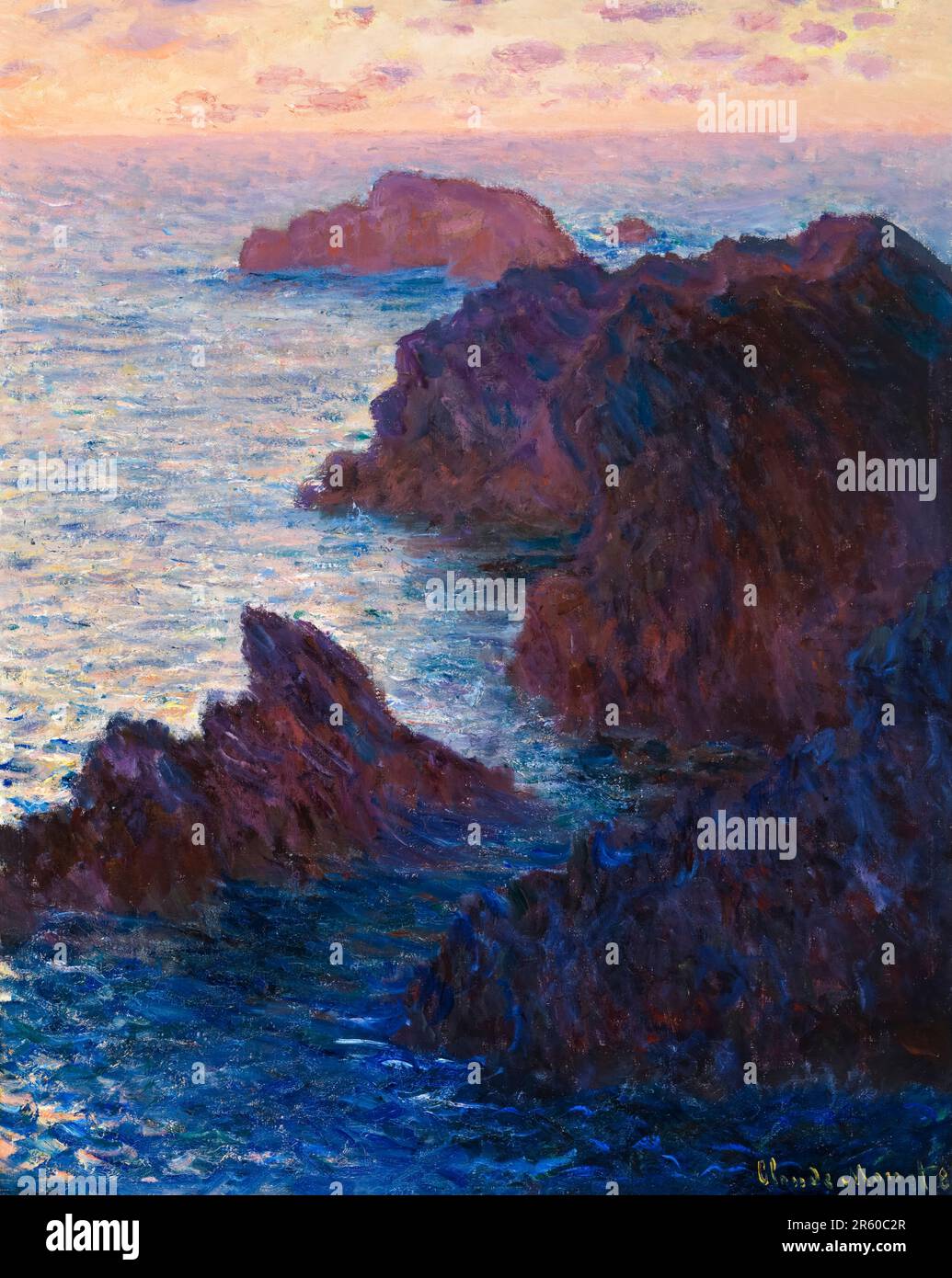 Claude Monet, Rocks at Belle-lle, Port-Domois, landscape painting in ...