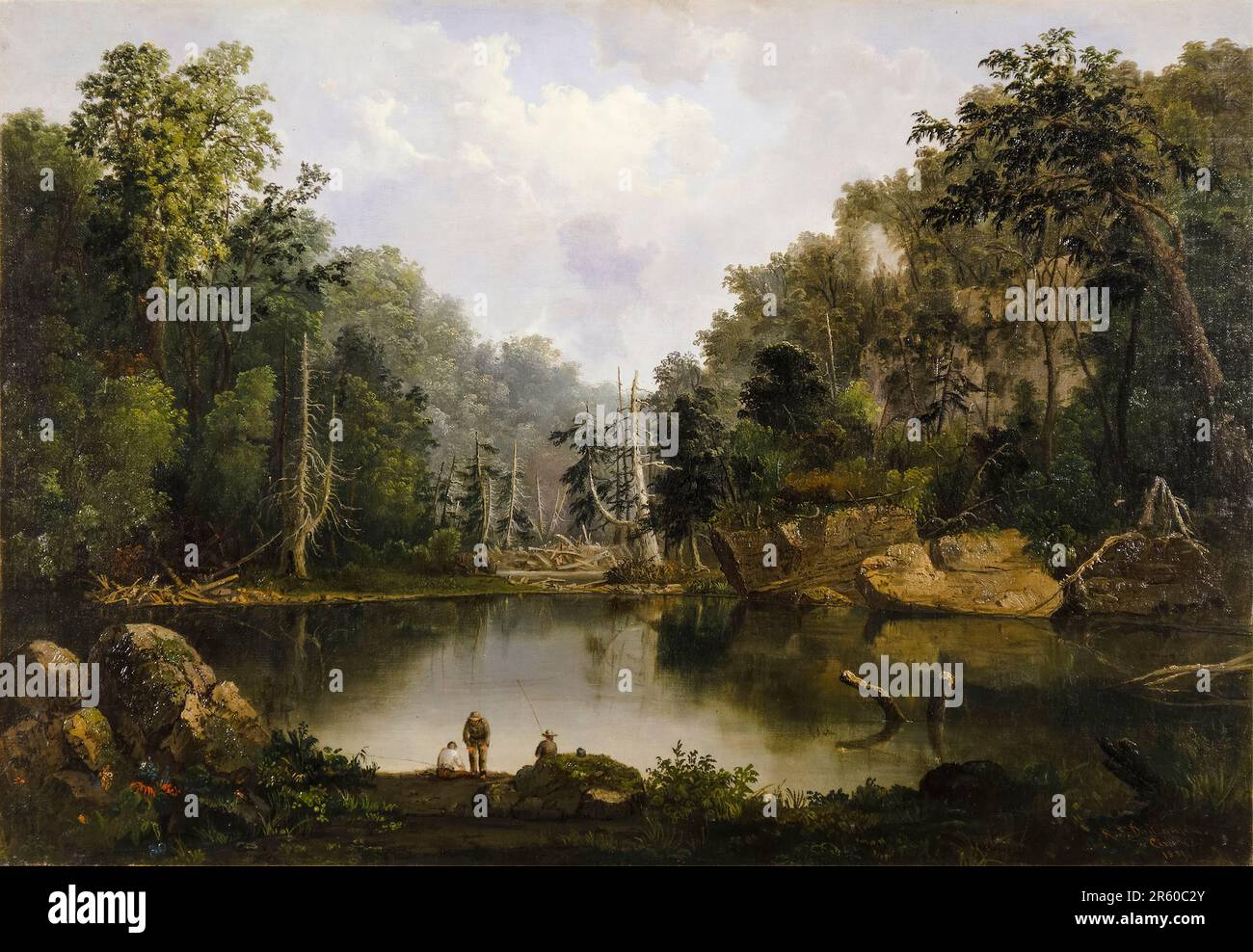 Robert S Duncanson, Blue Hole, Flood Waters, Little Miami River, landscape painting in oil on canvas, 1851 Stock Photo