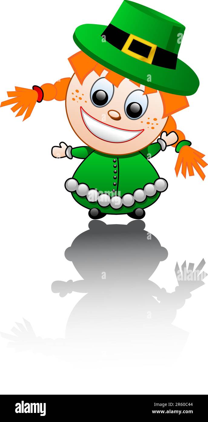 Vector illustration of a girl dressed in green Stock Vector Image & Art ...