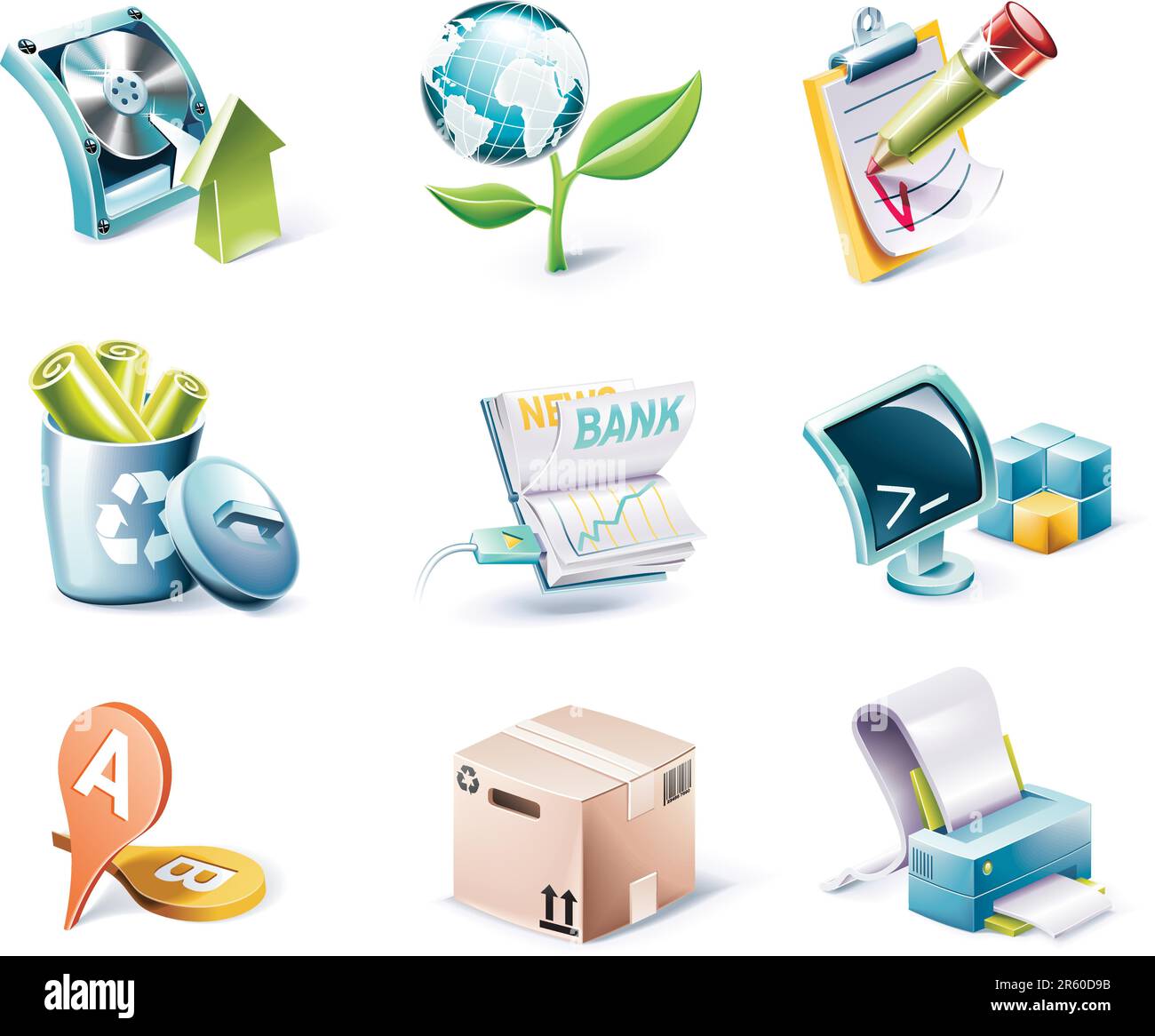 Set of highly detailed cartoon icons Stock Vector