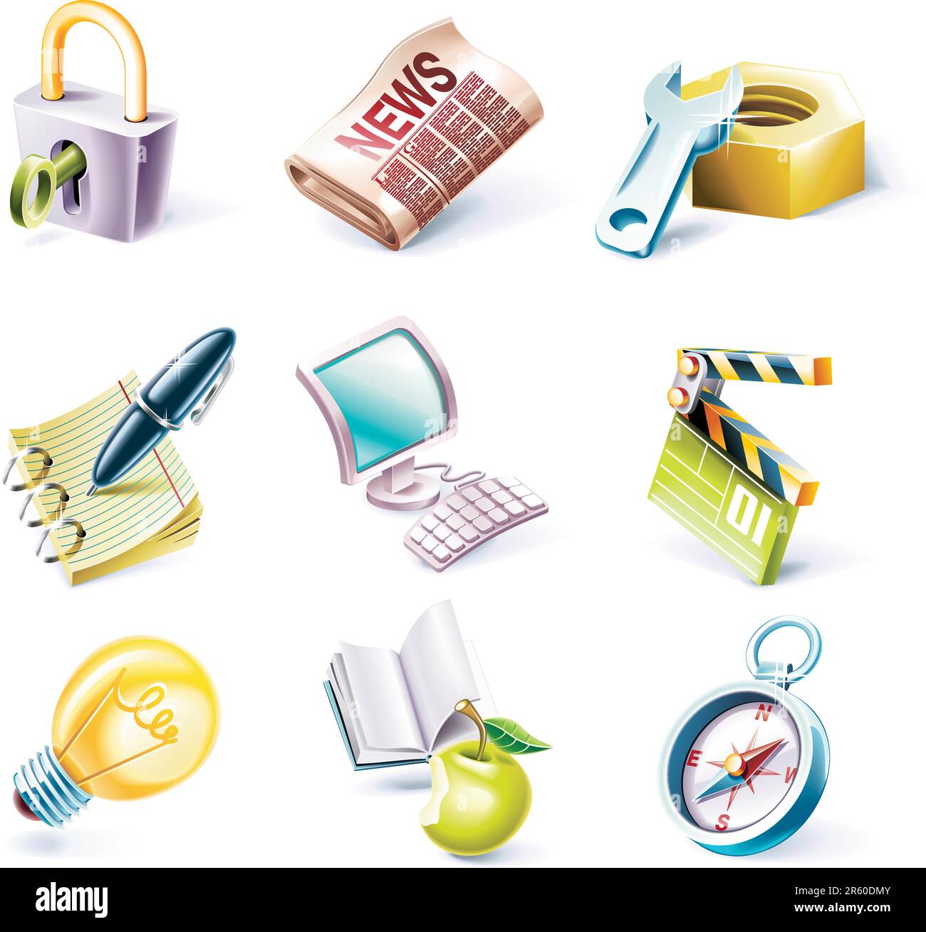 Set of highly detailed cartoon icons Stock Vector Image & Art - Alamy