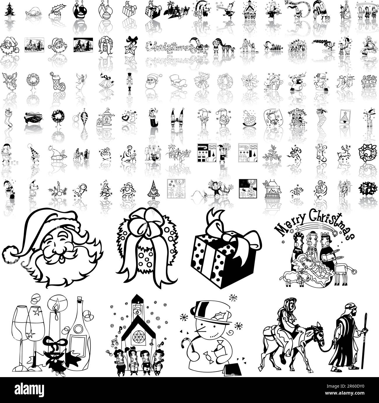 Christmas set of black sketch. Part 12. Isolated groups and layers