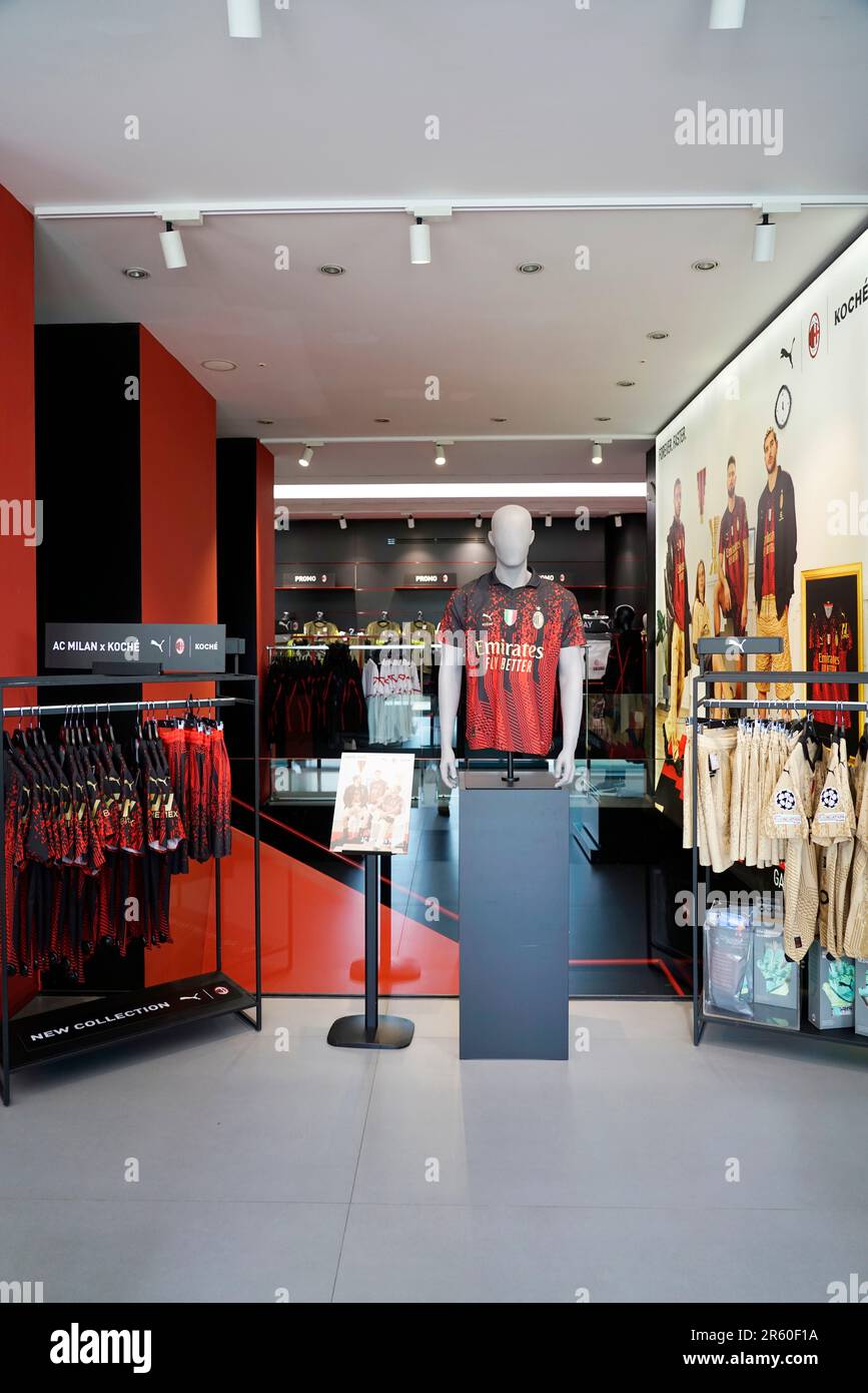 Casa Milan, headquarters of the A.C. football team Milan and one of the official store in Milan, Lombardy, Italy, Europe Stock Photo