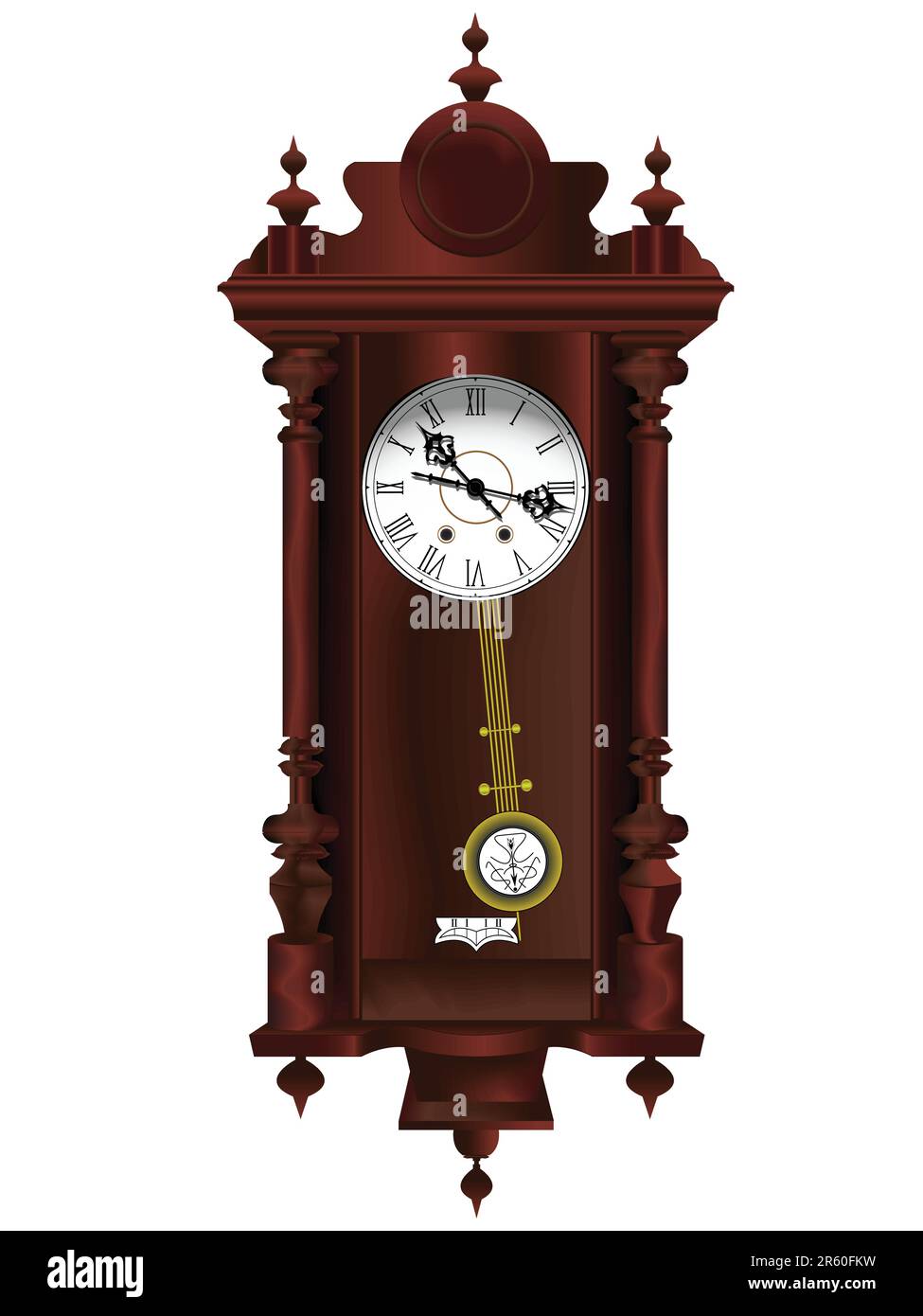 Antiquarian wooden clock with a pendulum in a vector Stock Vector Image ...