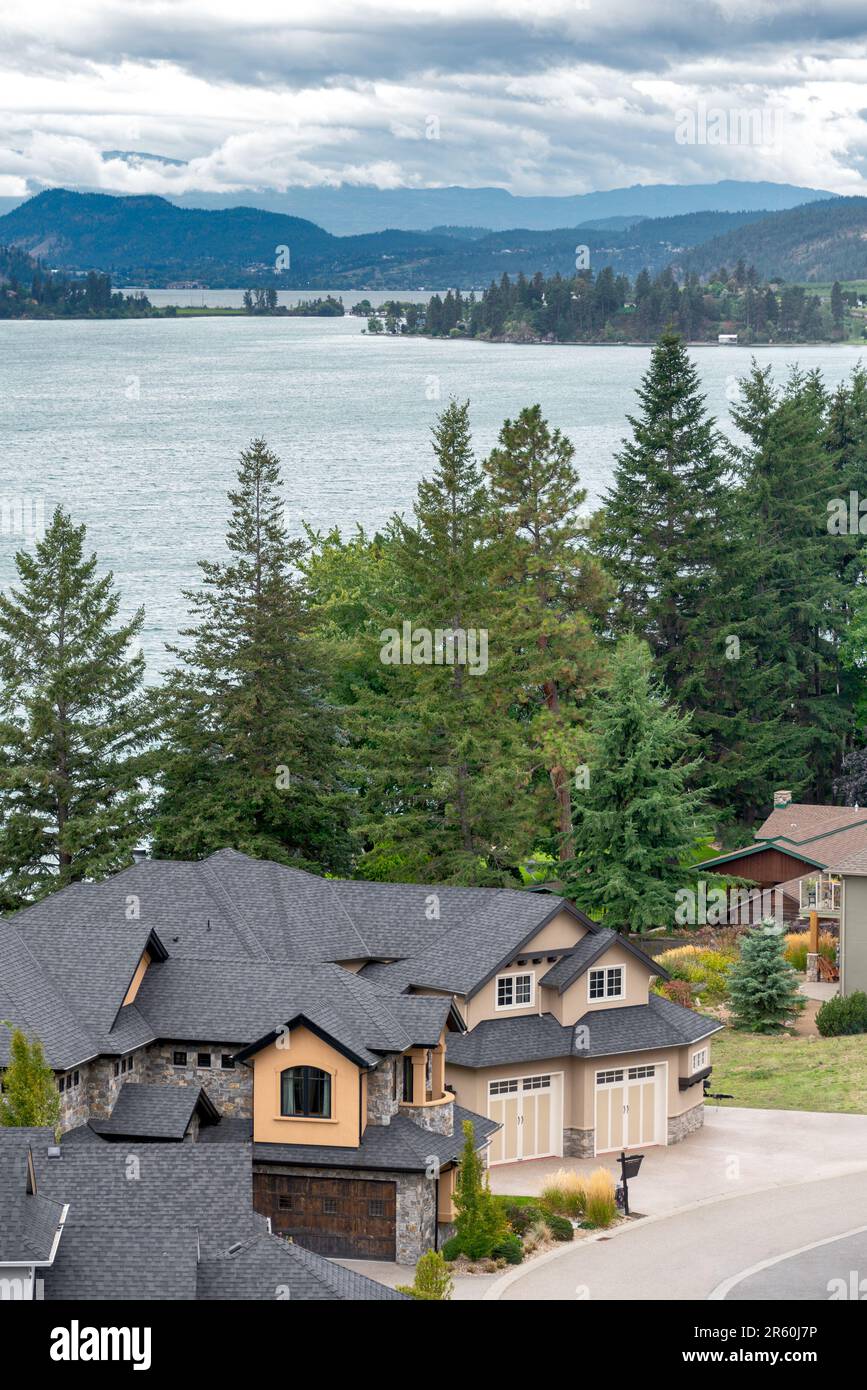 A perfect neighborhood. Luxury houses at waterfront of Kalamalka lake
