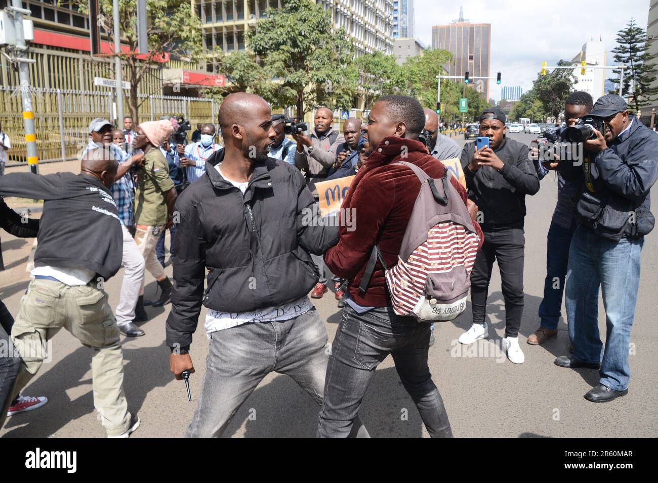 Nairobi, Kenya. 06th June, 2023. An undercover police officer arrests an activist within the Nairobi's Central Business District (CBD) during a demonstration against the financial bill 2023 that if passed will see the cost of living in Kenya skyrocket. Credit: SOPA Images Limited/Alamy Live News Stock Photo
