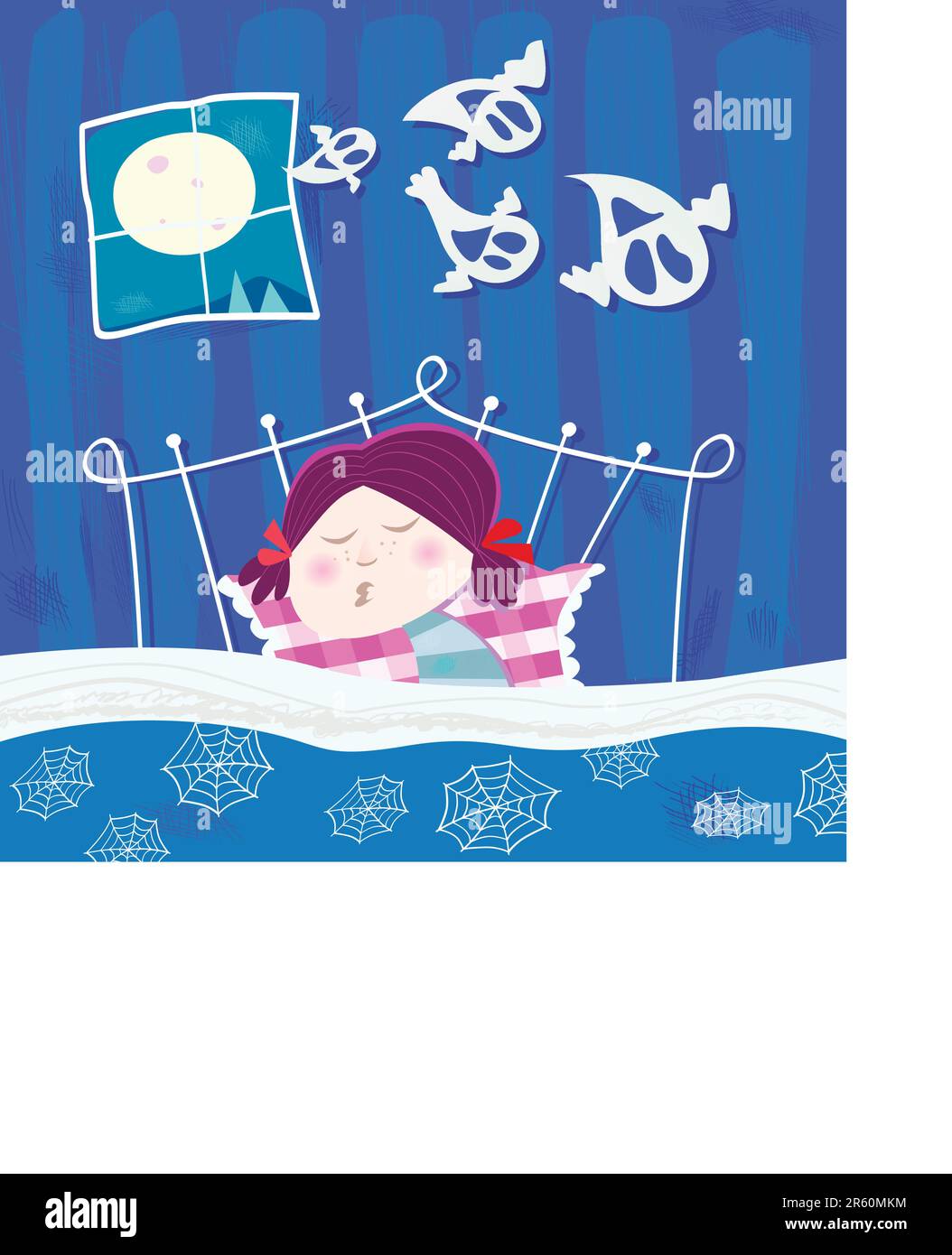 Ghosts around sleeping girl. Vector Illustration Stock Vector Image ...