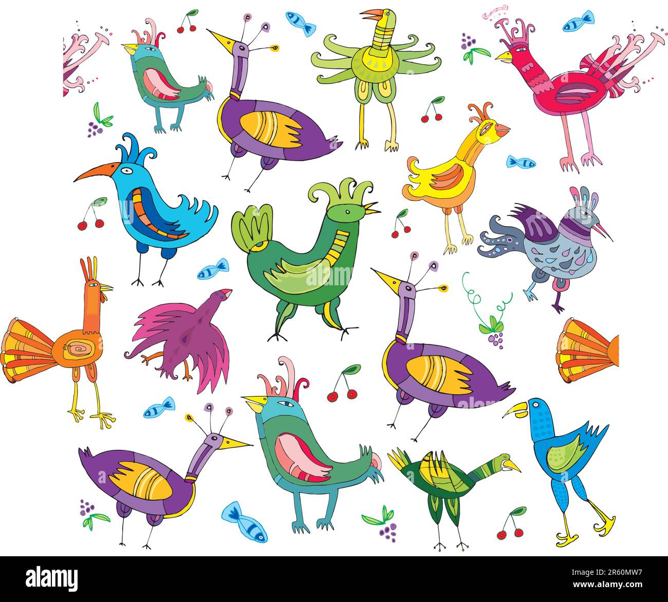 Colorful cute birds - seamless texture Stock Vector Image & Art - Alamy