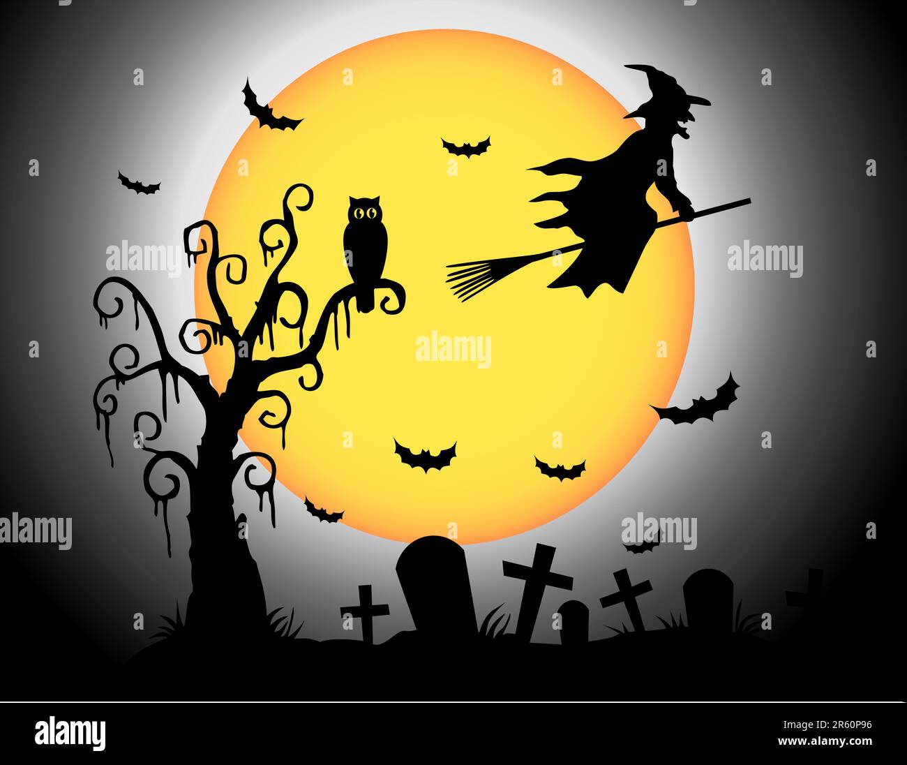 The witch flying over the grave Stock Vector Image & Art - Alamy