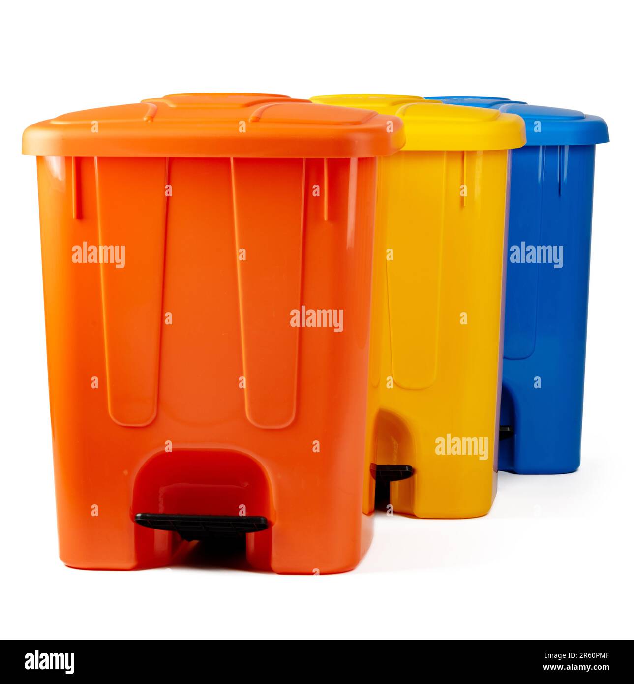 Plastic waste bins isolated on white background Stock Photo Alamy