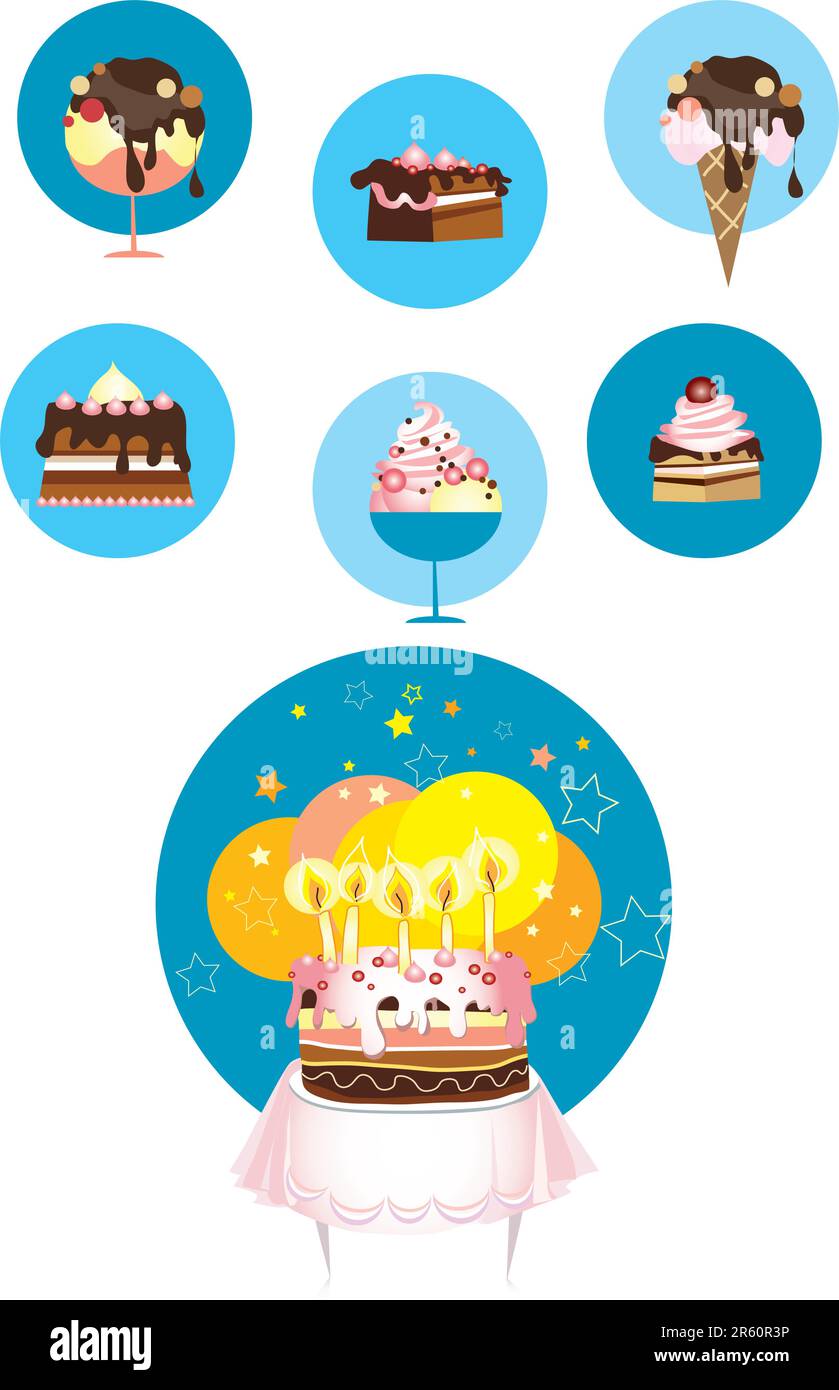 Illustration of birtday cake and sweet cakes Stock Vector Image & Art ...