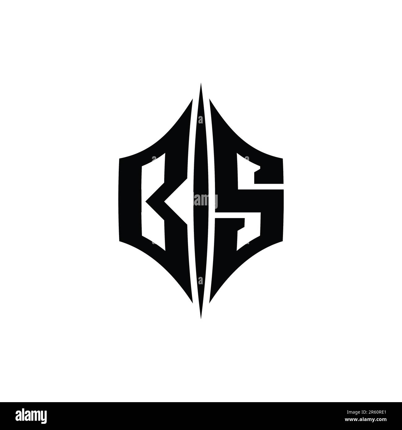 BS Letter Logo monogram hexagon diamond shape with piercing style design template Stock Photo