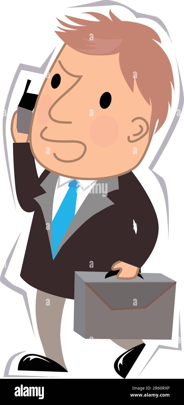Illustration of business man holding briefcase. Stock Vector