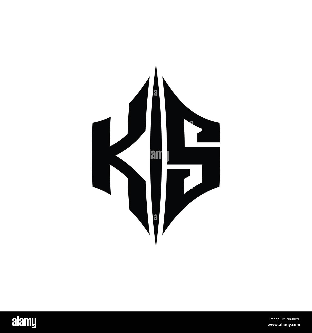 KS Letter Logo monogram hexagon diamond shape with piercing style ...