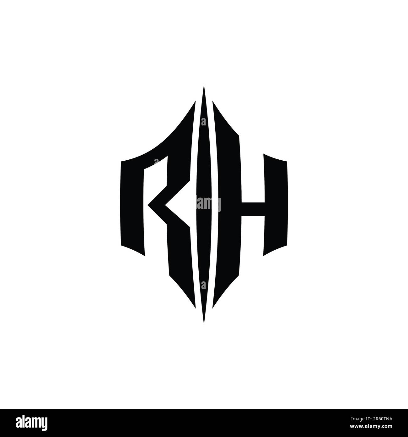 RH Letter Logo monogram hexagon diamond shape with piercing style ...