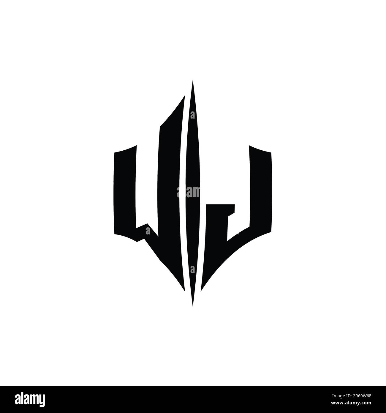 WJ Letter Logo monogram hexagon diamond shape with piercing style ...