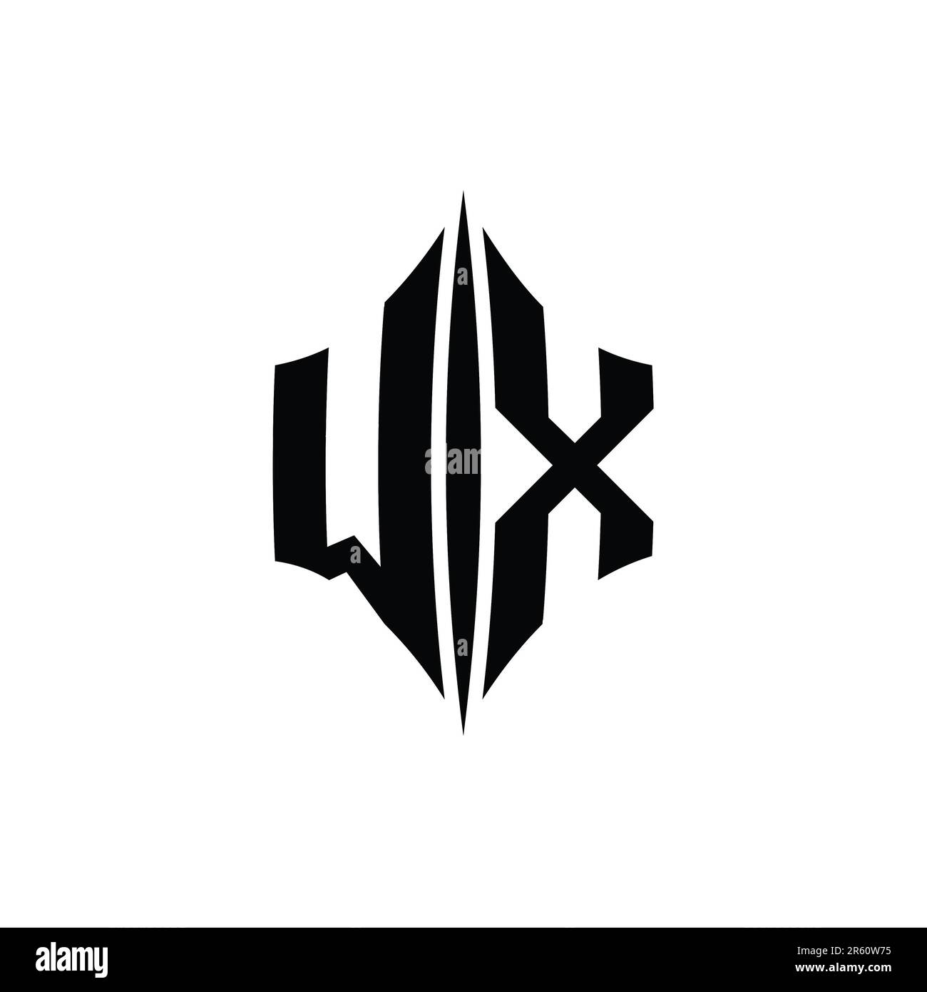 WX Letter Logo monogram hexagon diamond shape with piercing style ...