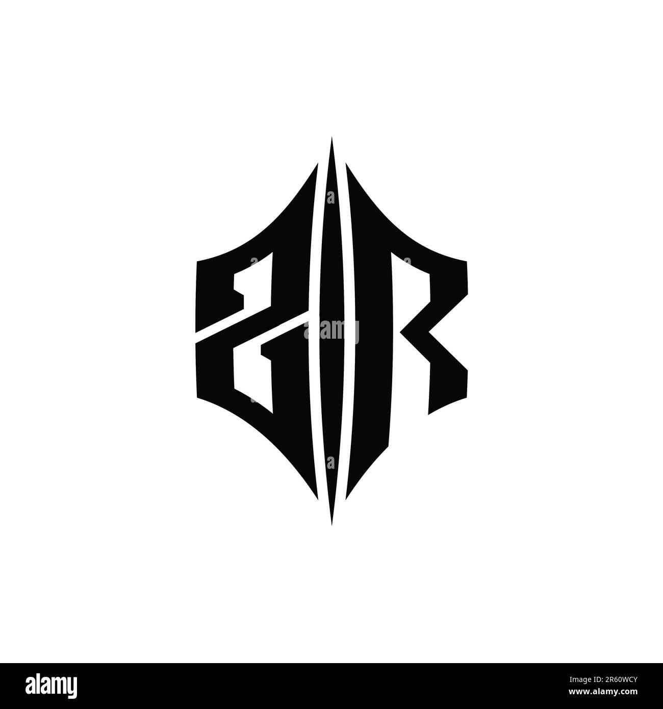 ZR Letter Logo monogram hexagon diamond shape with piercing style ...