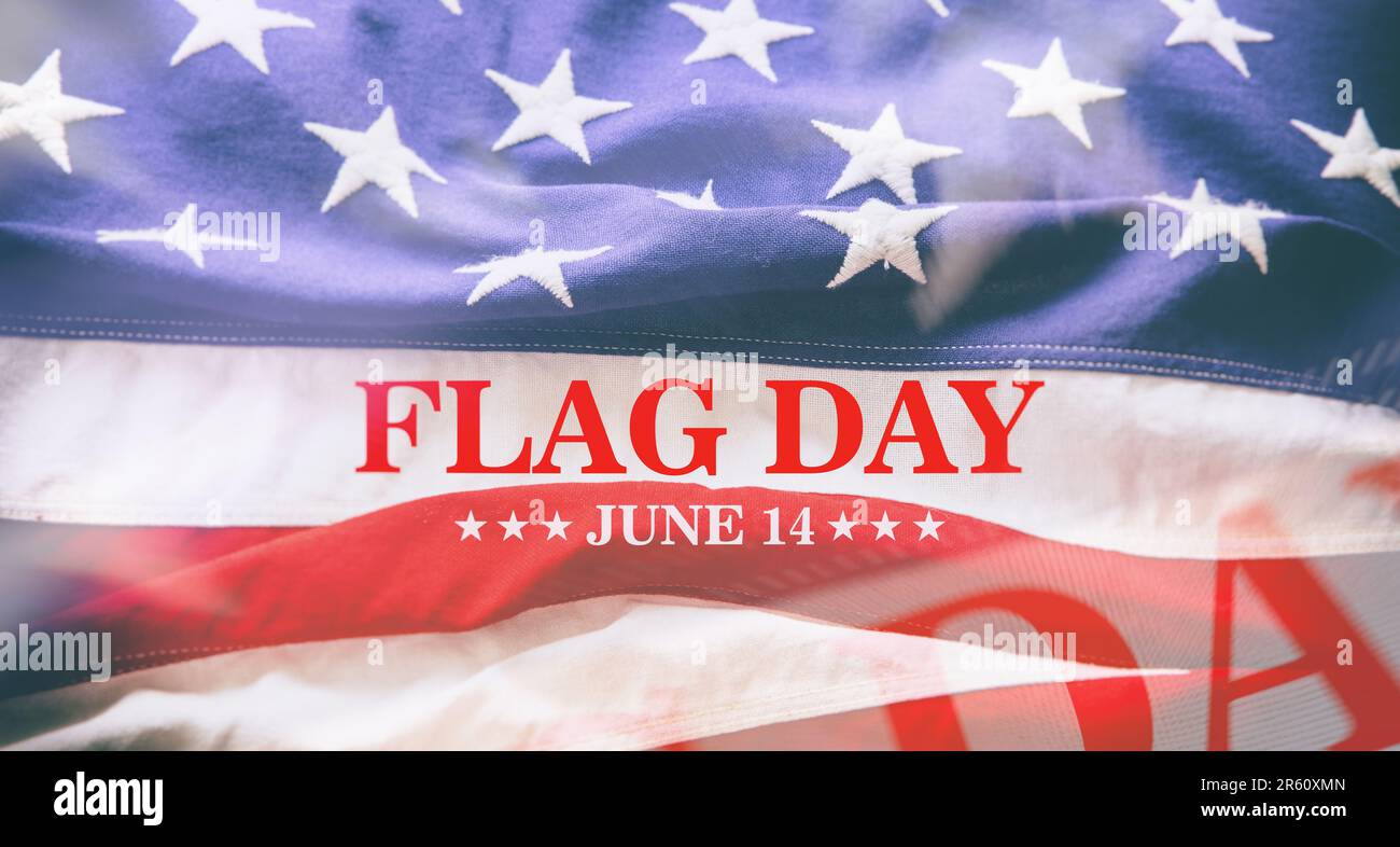 America flag day. U.S. Army birthday. United states national holiday, June 14th, text on US flag background Stock Photo