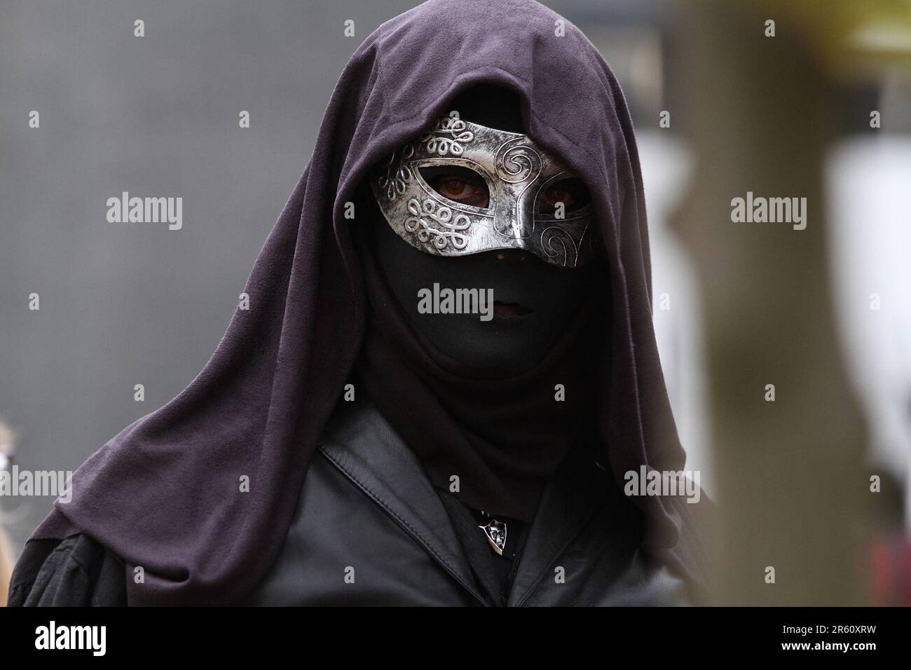 Enthusiasts in costumes attend October's MCM London Comic Con convention at London's Excel Centre Stock Photo