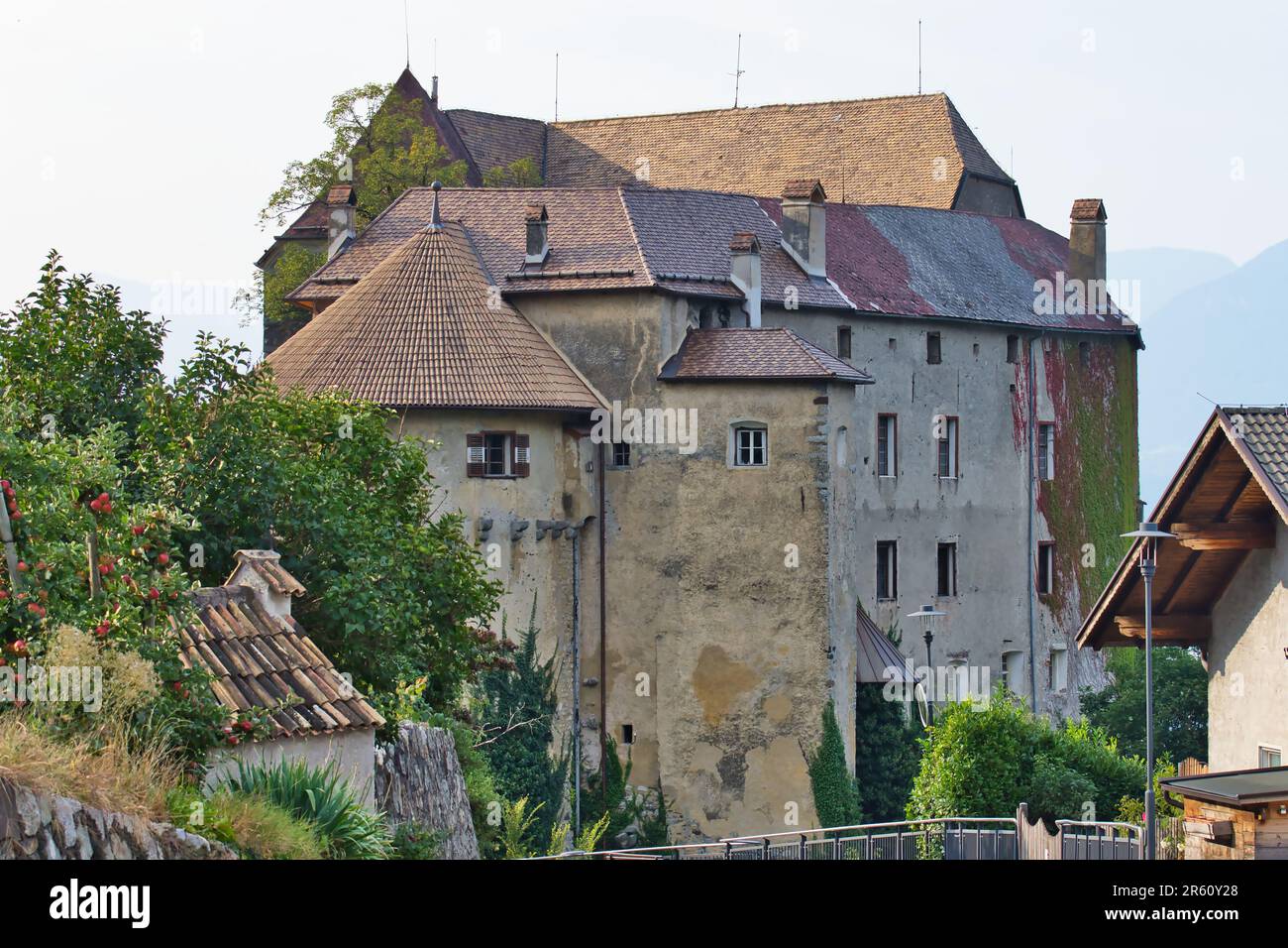 A picturesque landscape of the iconic Castle Scena in the South Tyrol region of Italy Stock Photo