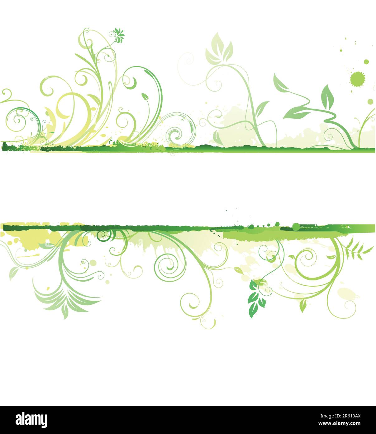 Vector illustration of green styled Floral Decorative banner Stock ...